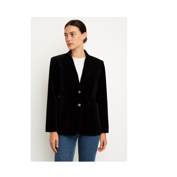 Vintage Partners from Mervyn's Velvet Cotton 2 Button Black Blazer Size 8 - Picture 1 of 7